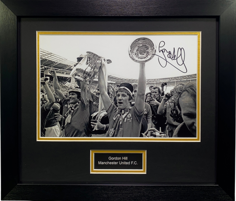 Gordon Hill Signed 1977 FA Cup Final Trophy Photo Print (Black & White) (M)