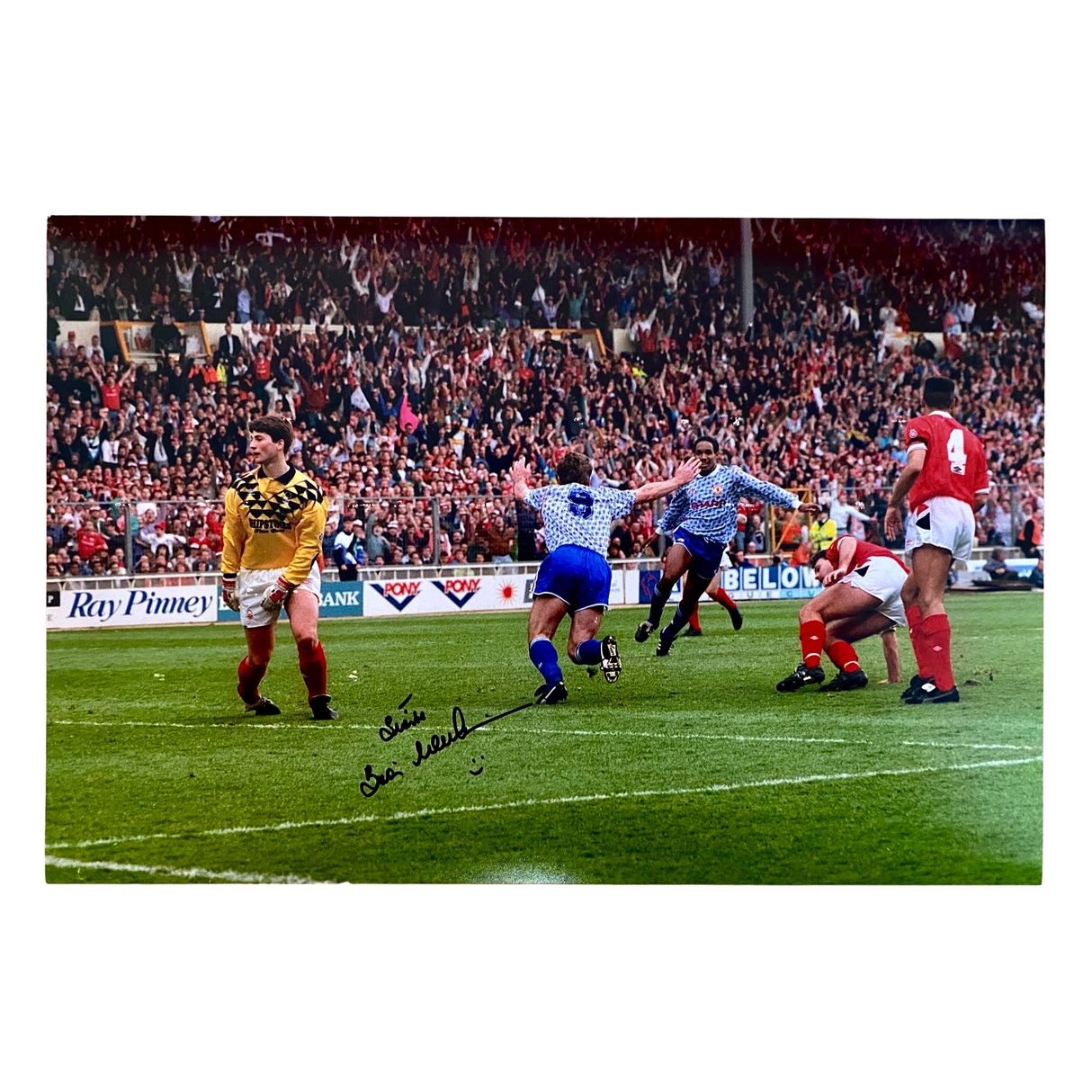 Brian McClair 1992 League Cup Winning Goal Celebration Signed Photo (L)