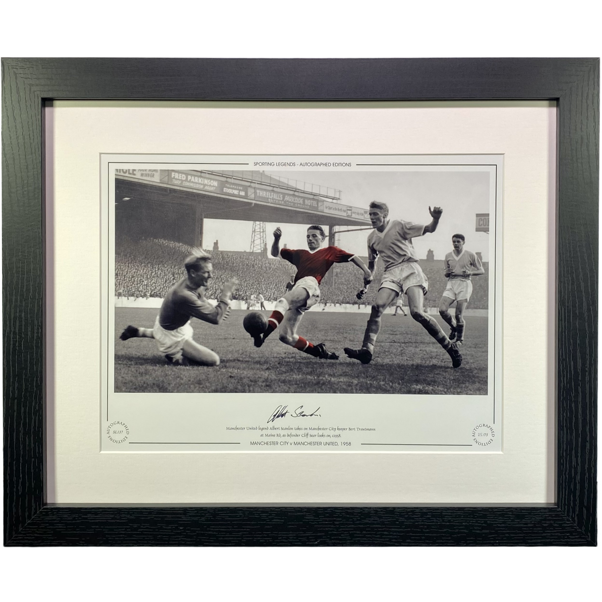 Albert Scanlon 1958 vs Manchester City Signed Framed Photo Print (L)