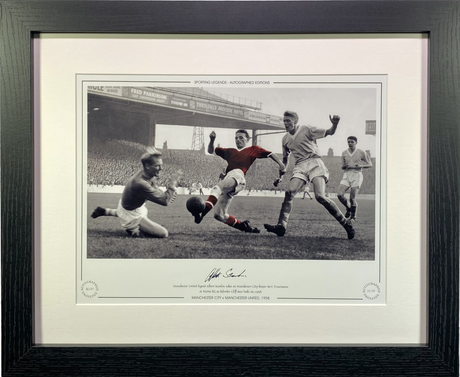 Albert Scanlon 1958 vs Manchester City Signed Framed Photo Print (L)