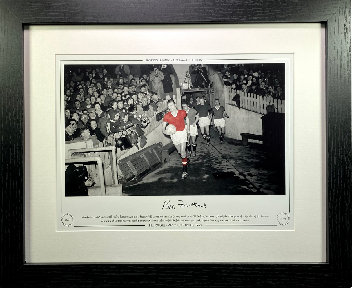 Bill Foulkes 1958 Manchester United Signed Framed Photo Print (L)