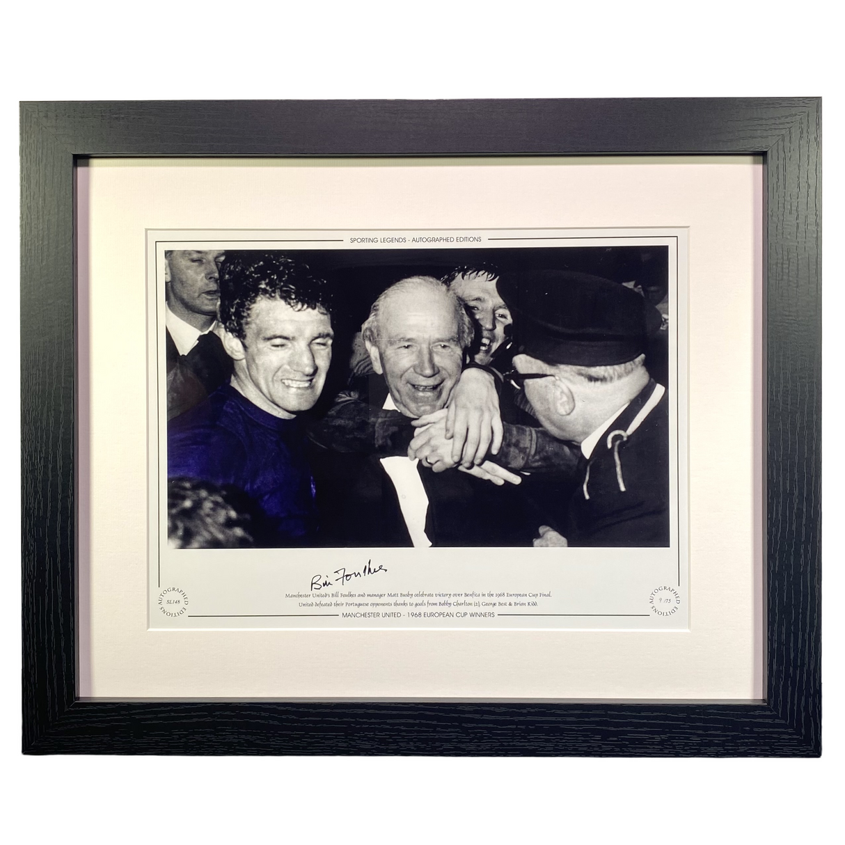 Bill Foulkes 1968 Manchester United Signed Framed Photo Print (L)
