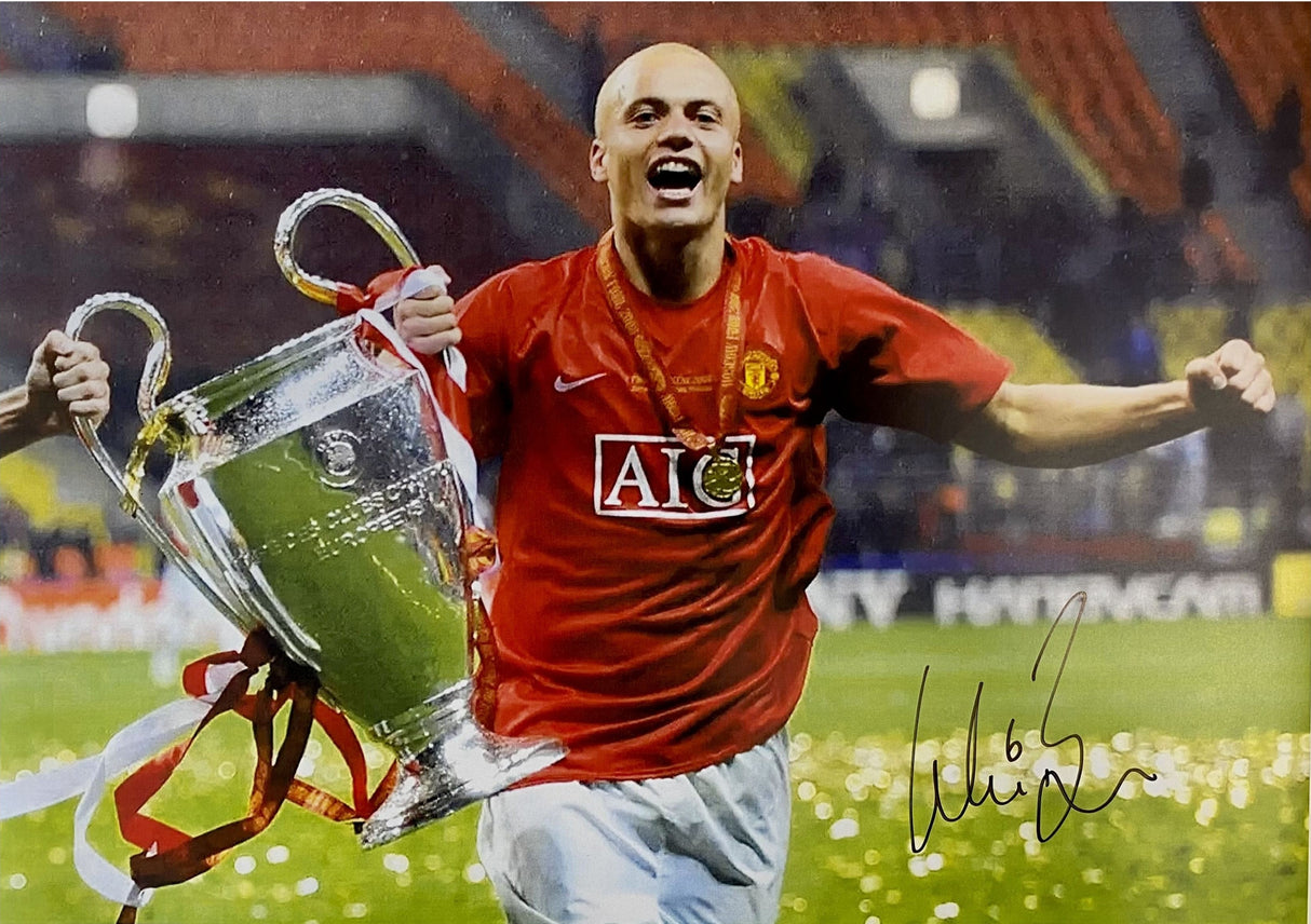 Wes Brown Signed 2008 UCL Final Trophy Celebration Print (L)