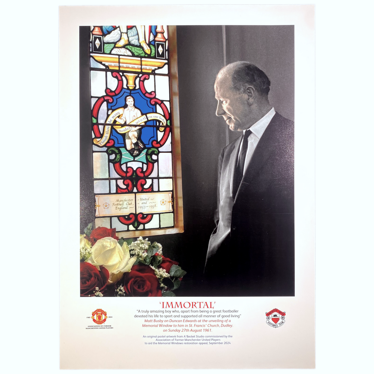 "Immortal" Duncan Edwards with Sir Matt Busby Memorial Print (XL)