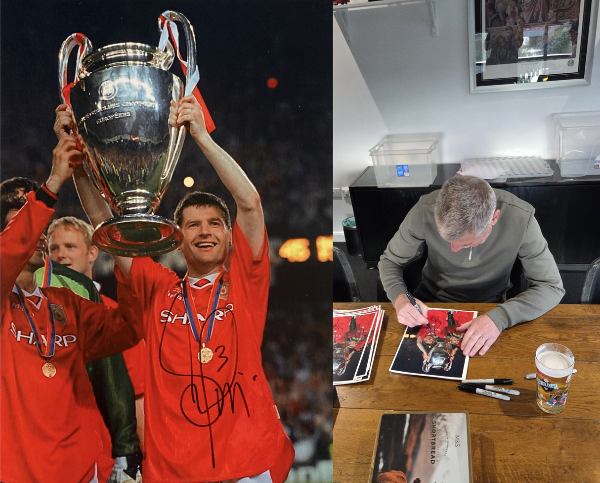 Denis Irwin Signed 1999 UCL Trophy Photo Print (M)