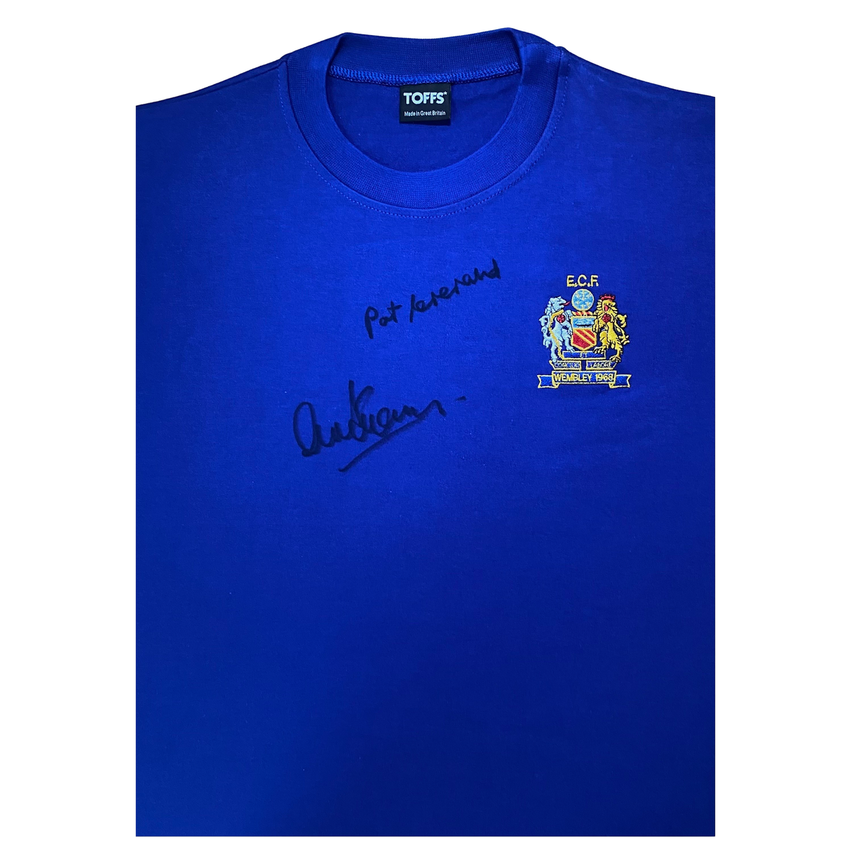1968 European Cup Final Shirt 2X Signed by Alex Stepney and Paddy Crerand