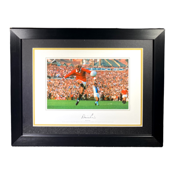 Denis Law Signed & Framed Manchester United Photo - On the Volley! (L)