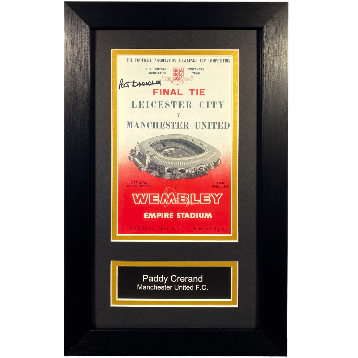 Framed 1963 FA Cup Final Programme Cover Signed by Paddy Crerand (S)