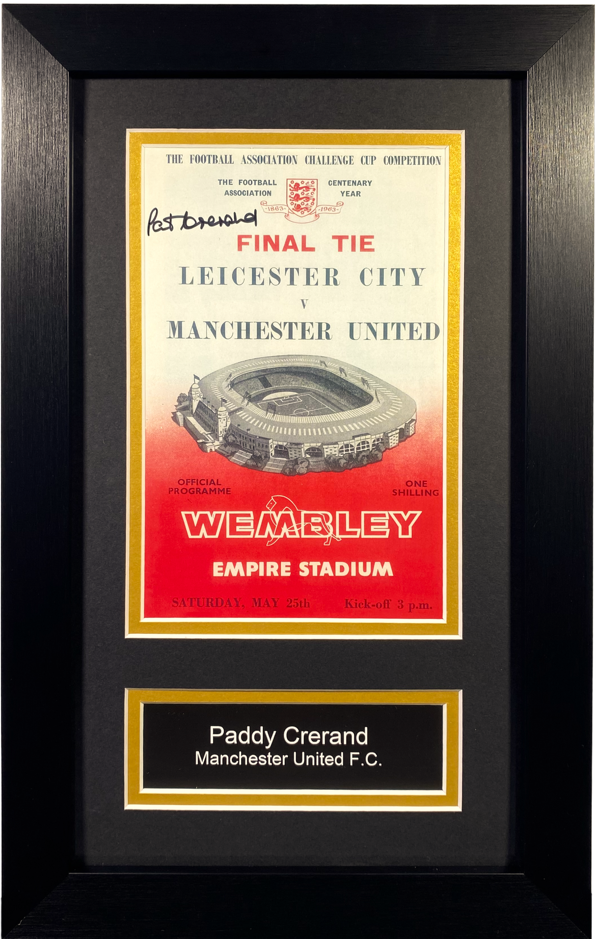 Framed 1963 FA Cup Final Programme Cover Signed by Paddy Crerand (S)