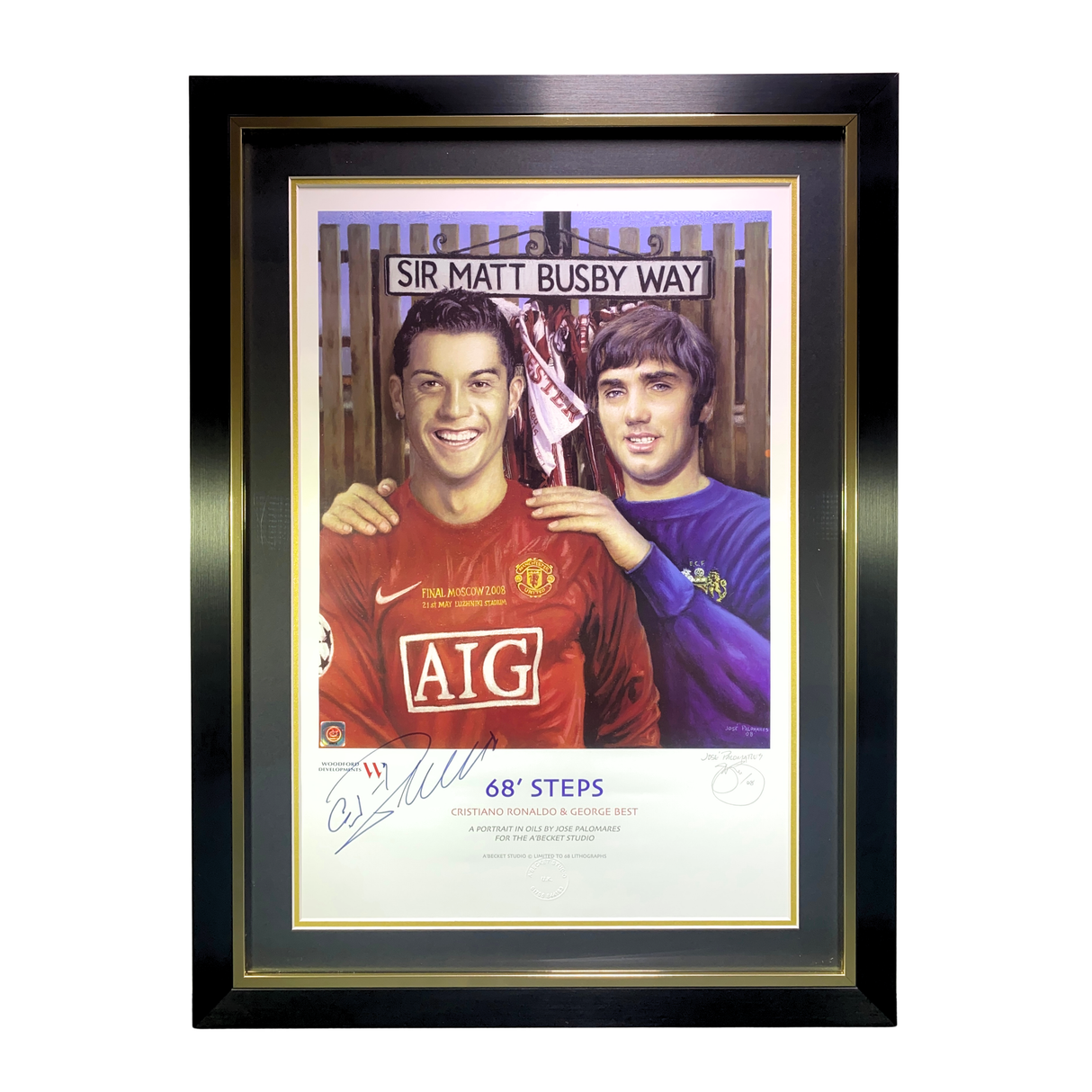 "68 Steps" Framed Artwork Print Signed by Cristiano Ronaldo (Frame XL)