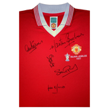 1977 FA Cup Final Shirt 5X Signed by Stepney, McIlroy, Pearson, Macari and Buchan