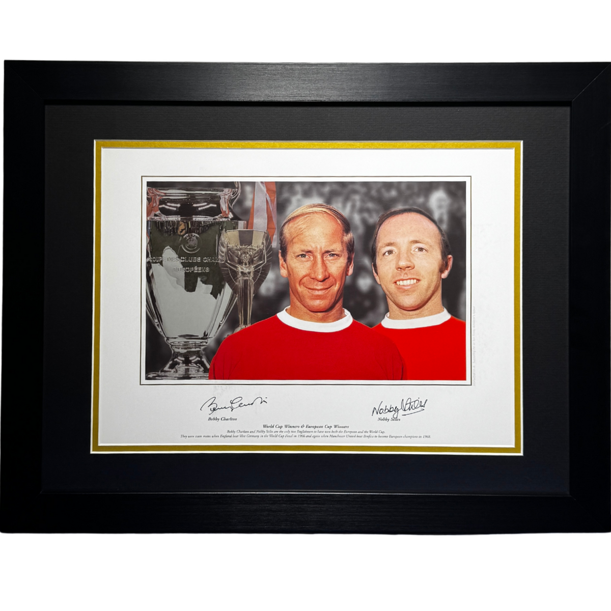 Sir Bobby Charlton & Nobby Stiles Signed "United Legends" Framed Photo Print (Frame M)