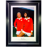 Framed Manchester United Photo of Denis Law With George Best - Signed by Denis Law (L)
