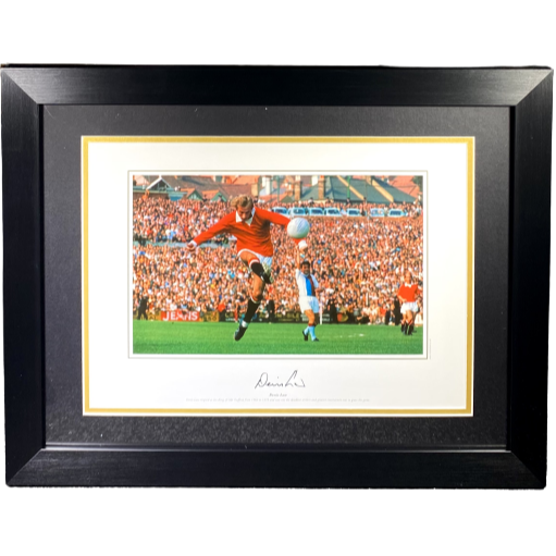 Denis Law Signed & Framed Manchester United Photo - On the Volley! (L)