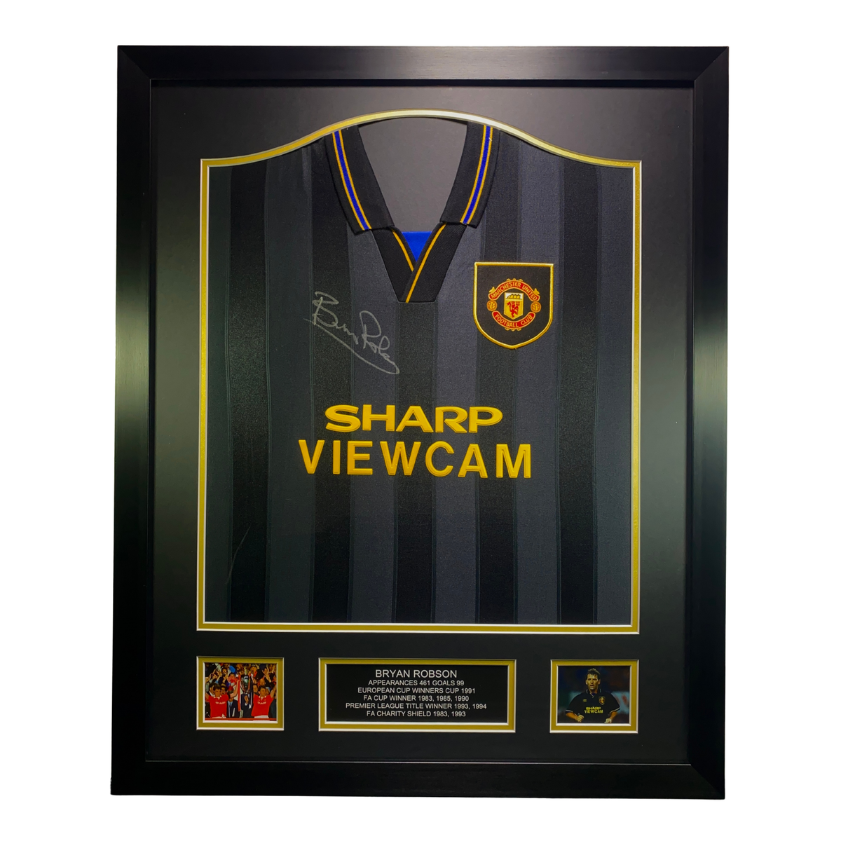 Bryan Robson Hand Signed Iconic 1993-1994 Black Shirt