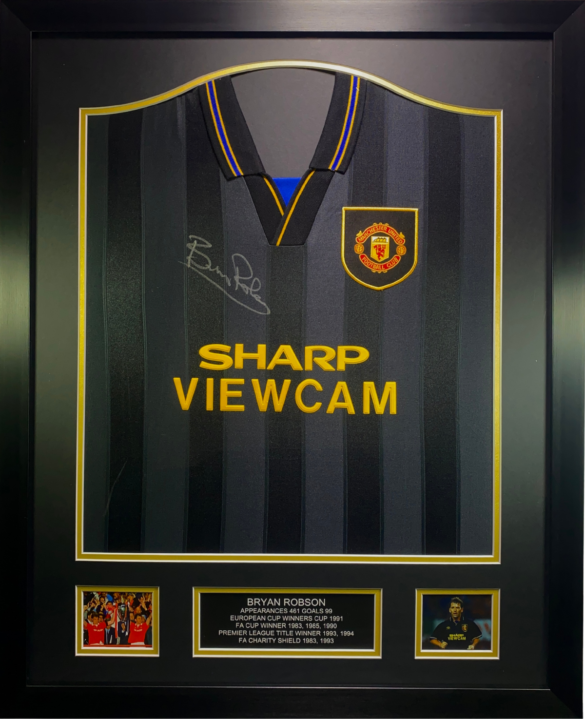 Bryan Robson Hand Signed Iconic 1993-1994 Black Shirt