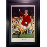 Denis Law Signed Manchester United Photo with Arm Up (XL)