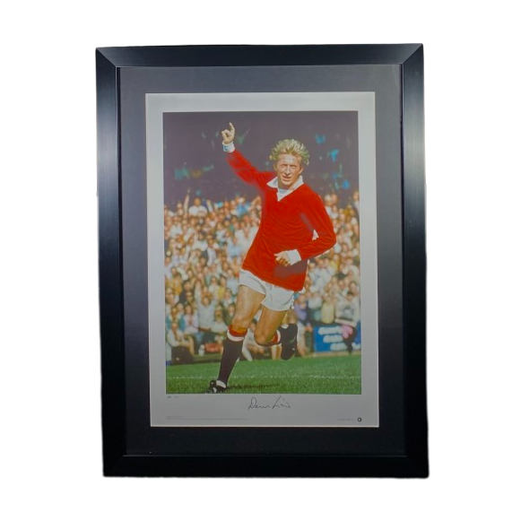 Denis Law Signed Manchester United Photo with Arm Up (XL)
