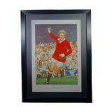 Denis Law Signed Manchester United Photo with Arm Up (XL)