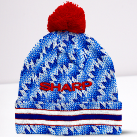 1990 SHARP Blue and White Away Bobble Hat