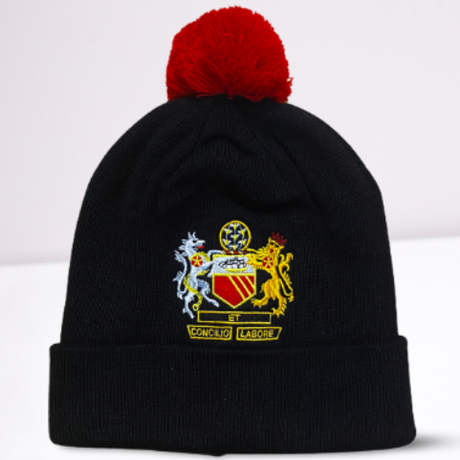 Manchester United Black Club Suit Bobble Hat