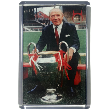 Sir Matt Busby With European Cup Fridge Magnet