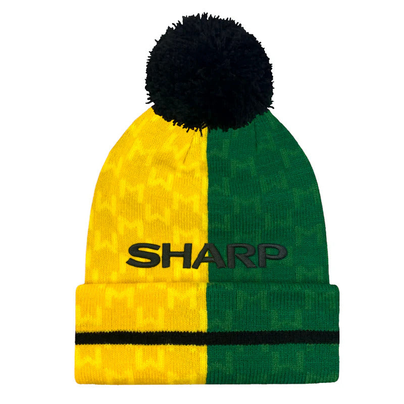 1992 SHARP Green and Gold Bobble Hat