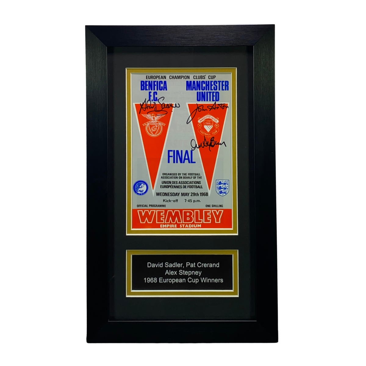 Alex Stepney, David Sadler & John Aston 3X Signed 1968 European Cup Final Programme