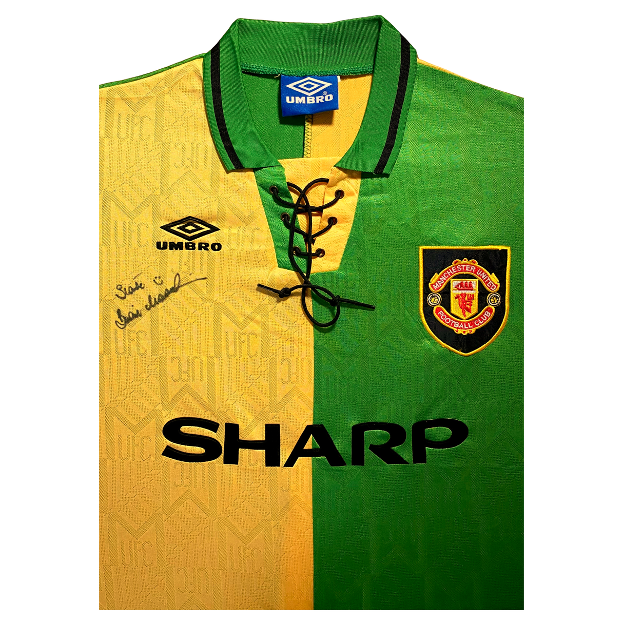 Brian McClair signed 1992 Green & Gold Shirt