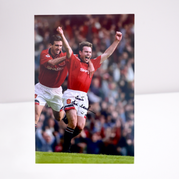 Brian McClair 1996 Celebration Signed Photo with Cantona