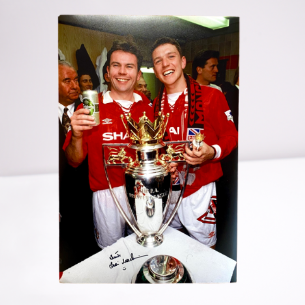 Brian McClair Premier League Trophy Celebration Signed Photo