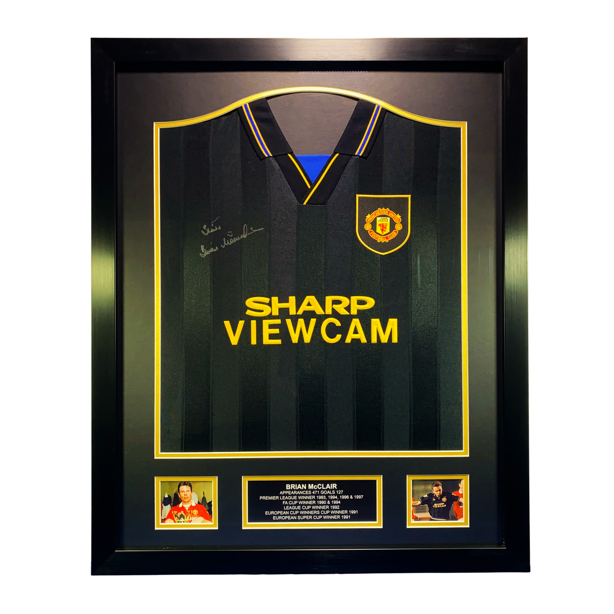 Brian McClair hand signed 1994 Black Away Shirt
