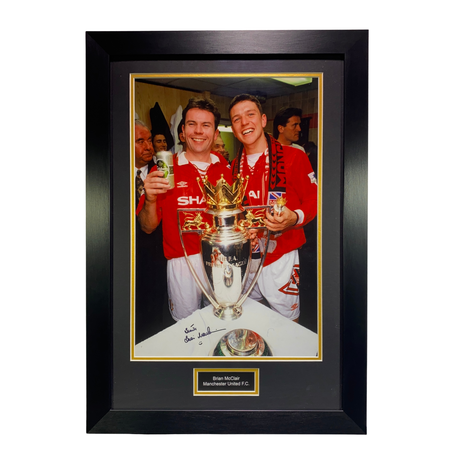 Brian McClair Premier League Trophy Celebration Signed Photo (L)