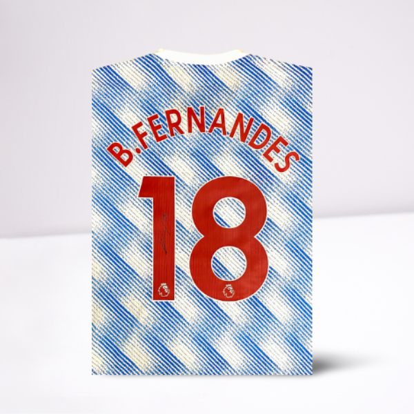 Bruno Fernandes Signed on #18 official 2021-22 Away Shirt