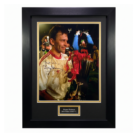 Bryan Robson 1991 ECWC Trophy Signed Photo (L)