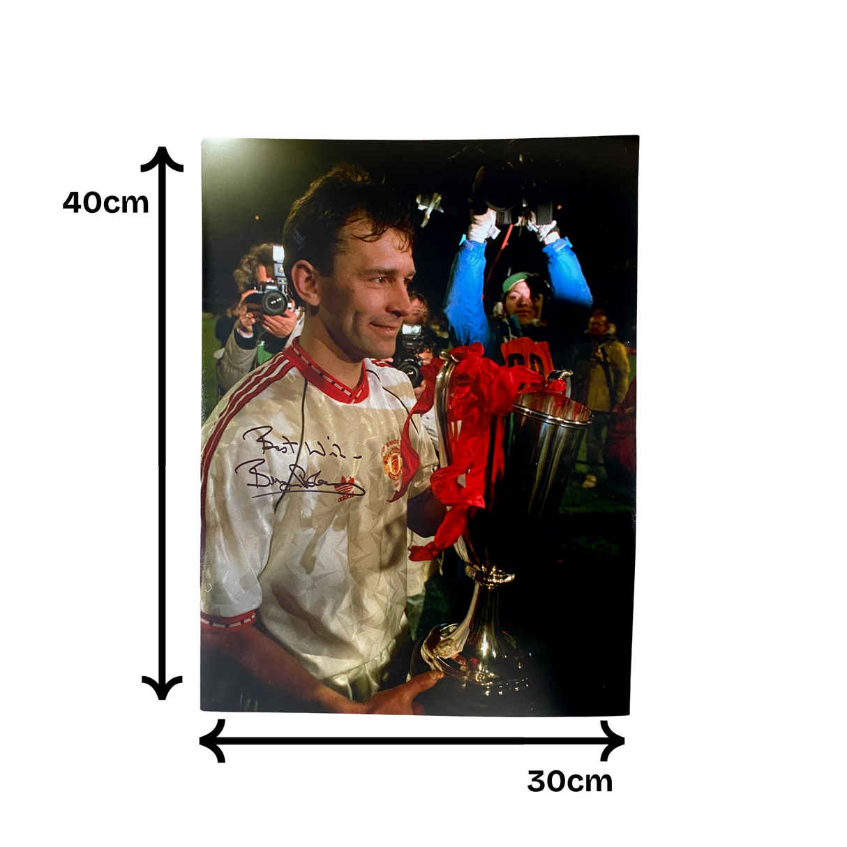 Bryan Robson 1991 ECWC Trophy Signed Photo (L)