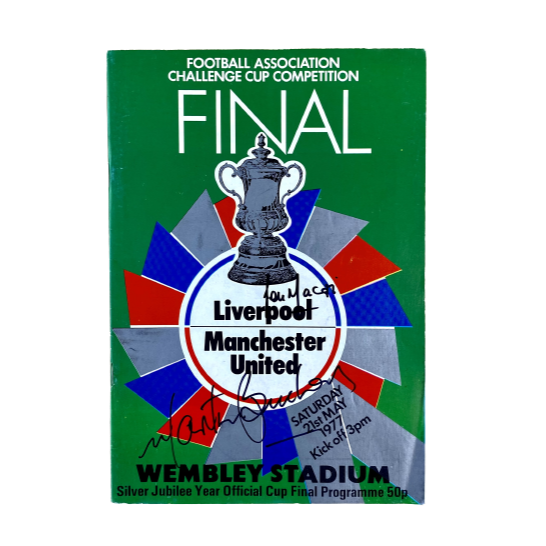 1977 FA Cup Final Programme signed by Lou Macari & Martin Buchan
