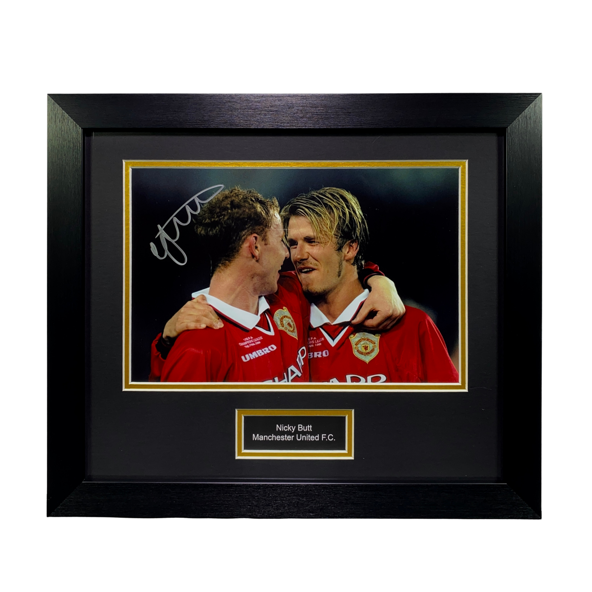 Nicky Butt Signed Print 1999 UCL Final (With Beckham) (M)
