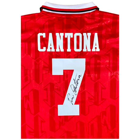 Eric Cantona Hand Signed on the #7 - 1992/94 Manchester United Home Shirt