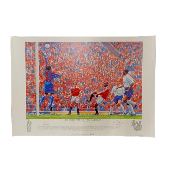 Andy Cole Signed Artwork 'The Treble: Part One - The Premiership'