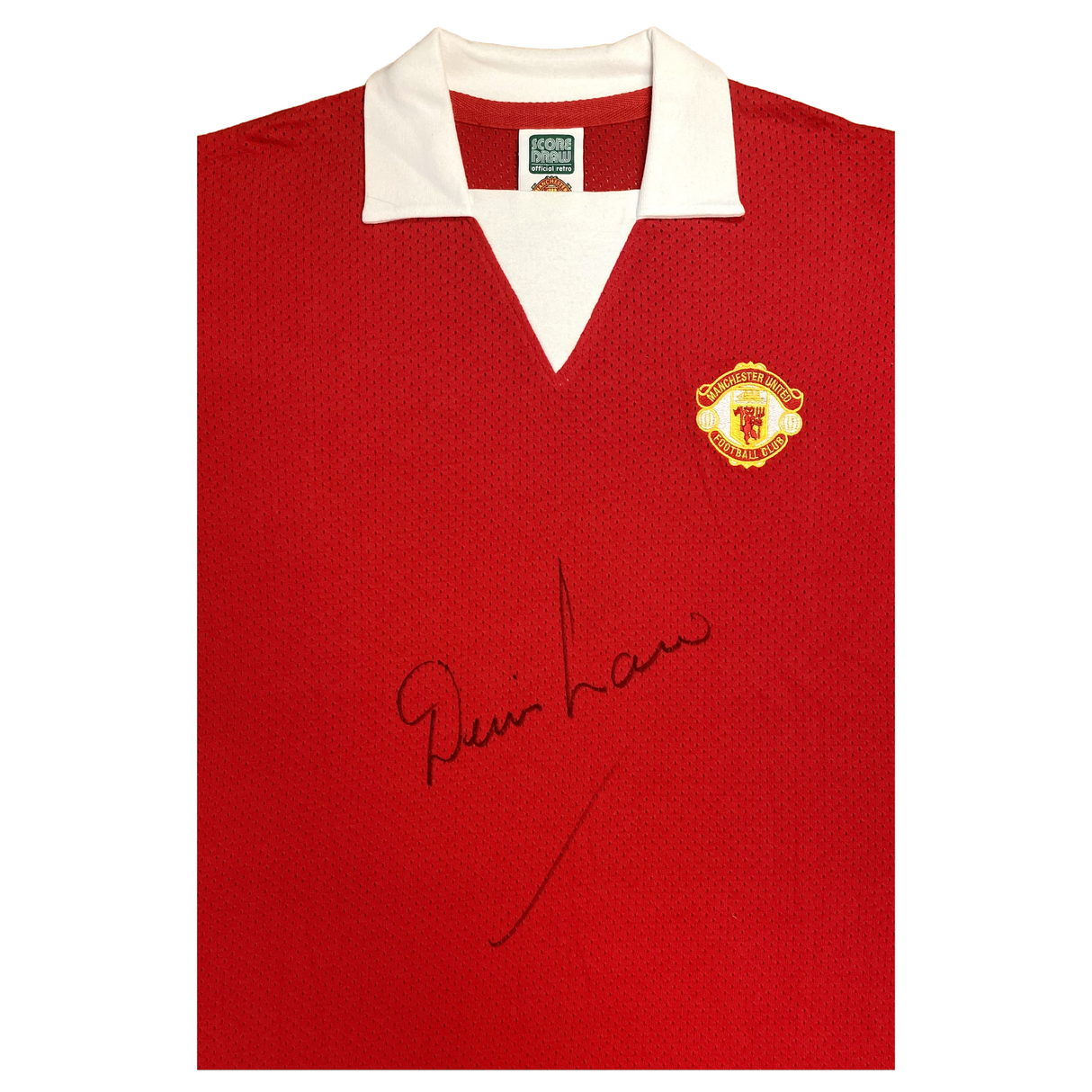Denis Law Hand Signed 1973 Manchester United Mesh Shirt