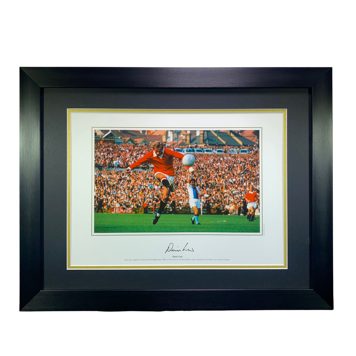 Denis Law Signed & Framed Manchester United Photo - On the Volley! (L)