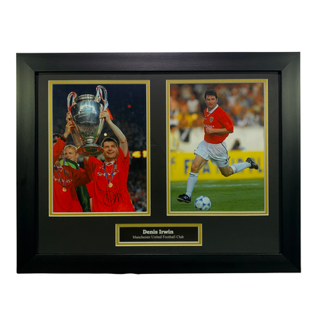 Denis Irwin Signed 1999 UCL Trophy Photo Print (S)