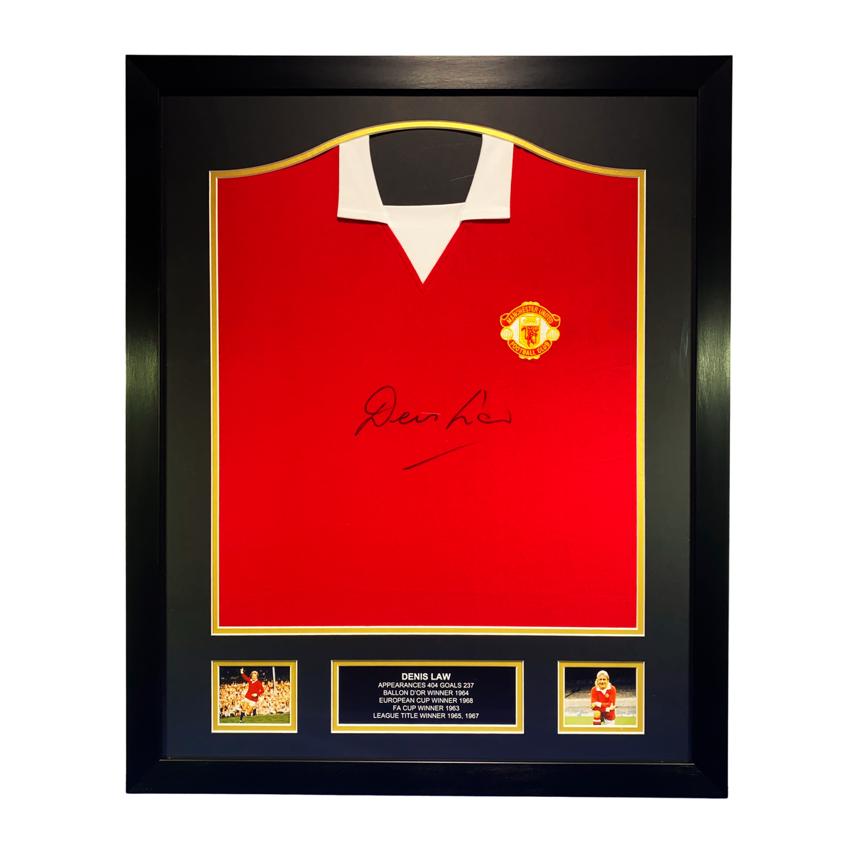 Denis Law Hand Signed 1973 Manchester United Framed Shirt