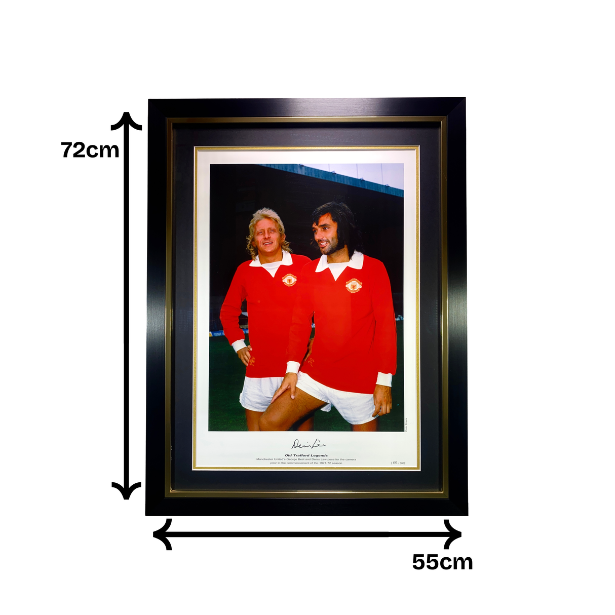 Framed Manchester United Photo of Denis Law With George Best - Signed by Denis Law (L)