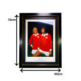 Framed Manchester United Photo of Denis Law With George Best - Signed by Denis Law (L)