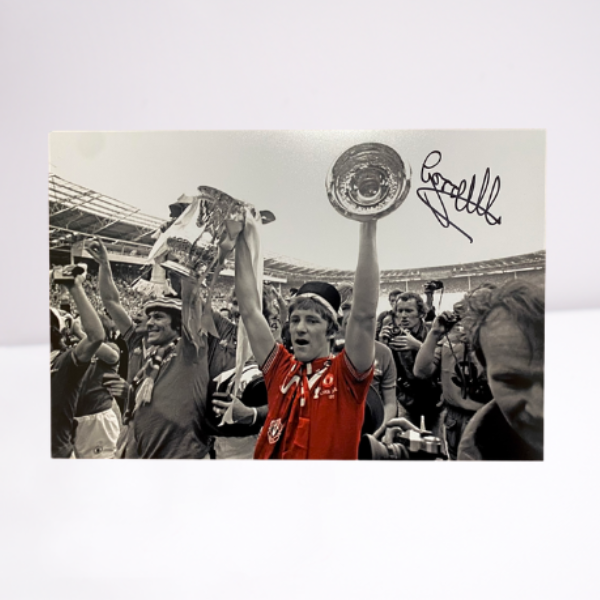Gordon Hill 1977 FA Cup Final Trophy Signed Photo (Colour)