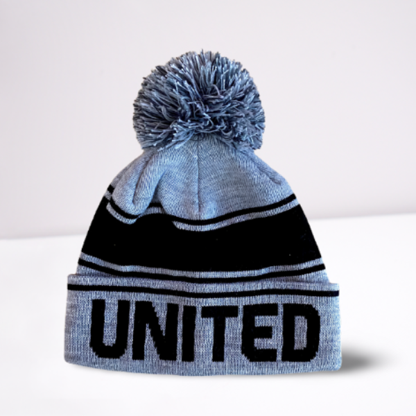 Manchester United Bobble Hat - Grey & Black