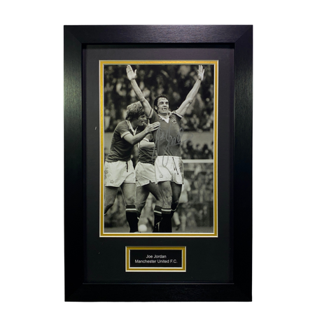 Joe Jordan Celebration Signed Black & White Photo (M)