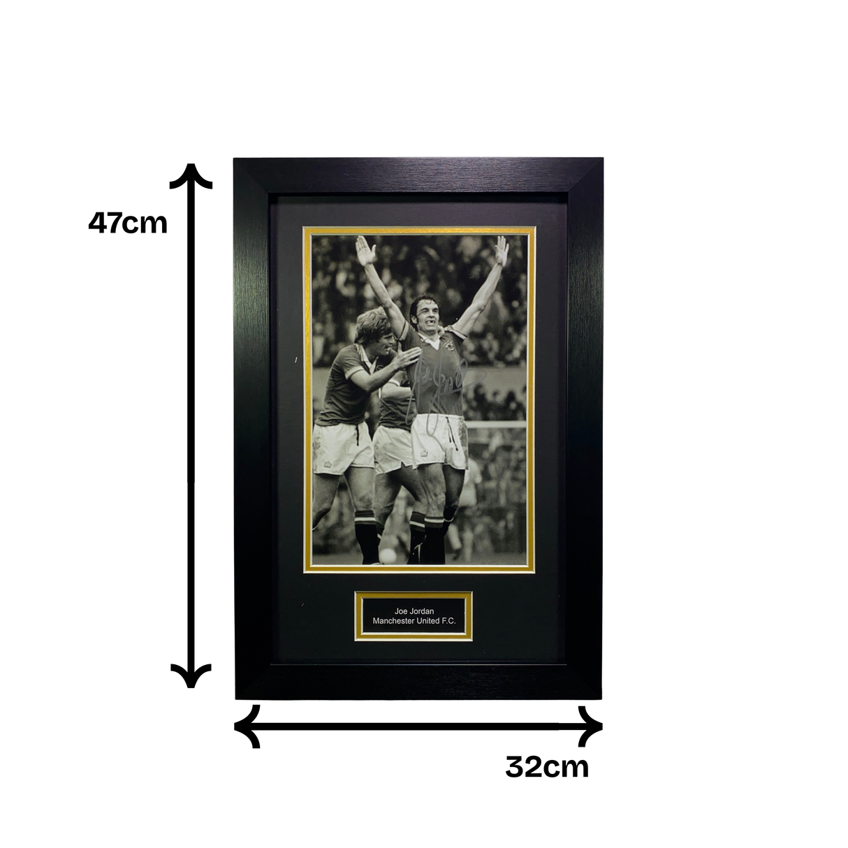 Joe Jordan Celebration Signed Black & White Photo (M)
